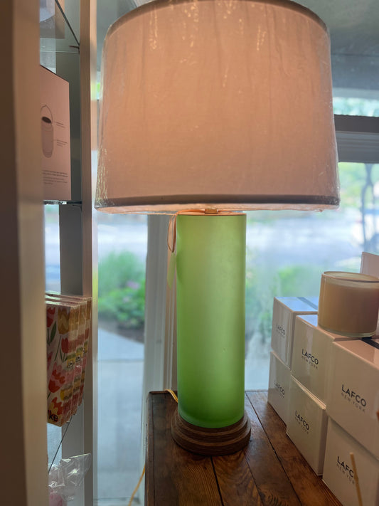 Pair Green Glass Lamp